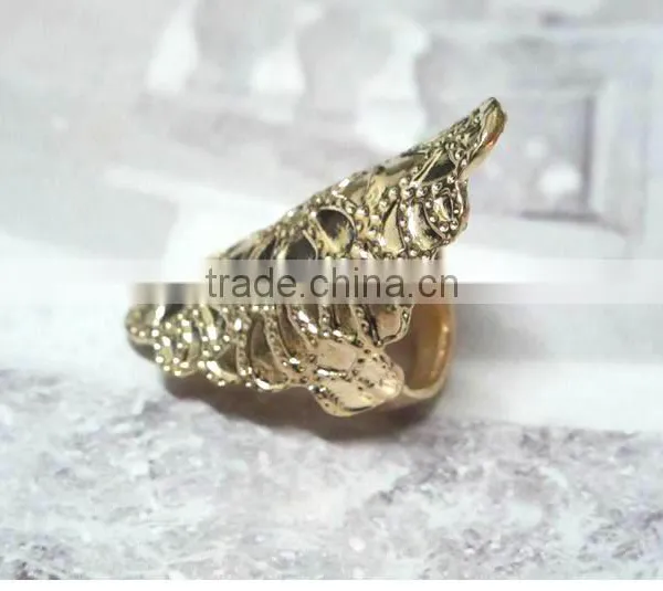 Punk Metal Carved Flower 3 Colors Retro Design Rings photo-5