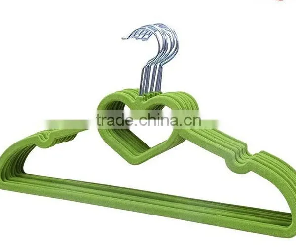 Non Slip Flocked Velvet Heart Coat Clothes Garment Hangers photo-6
