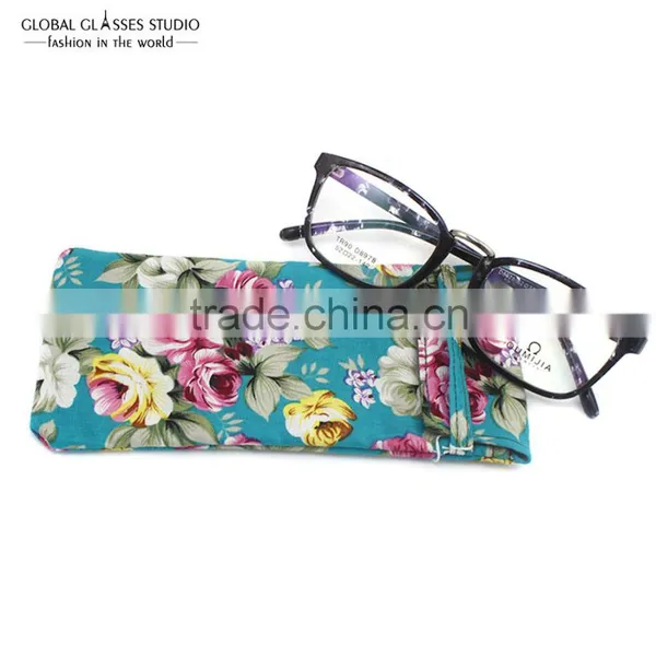 Fashion Soft Cloth Bag Sunglasses Glasses Pouches Blue Floral Pouch for Small Sunglass & Optical Frames BDH07X photo-5
