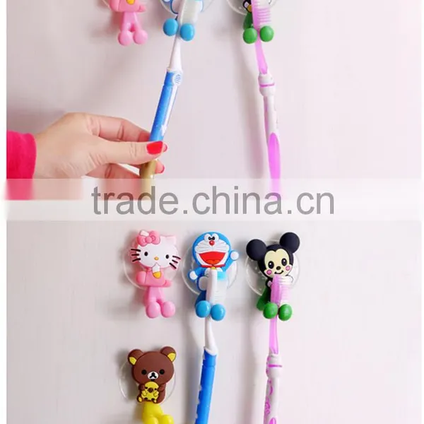 Wholesale Catoon Wall Mounted Silicone Suction Cup Toothbrush Holder
