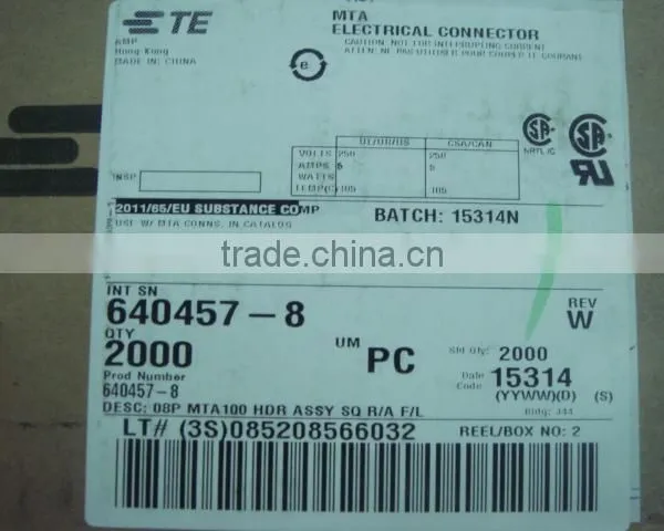 2.54mm Pitch PCB Wire to Board Connector TE 8P MAT100 HDR ASSY SQ Connector 640457-8 Right Angle Header 8 Pin Through Hole photo-2