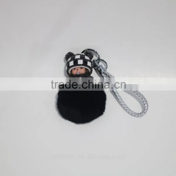 Real Fox Fur Monchhichi Cartoons Keychain photo-5