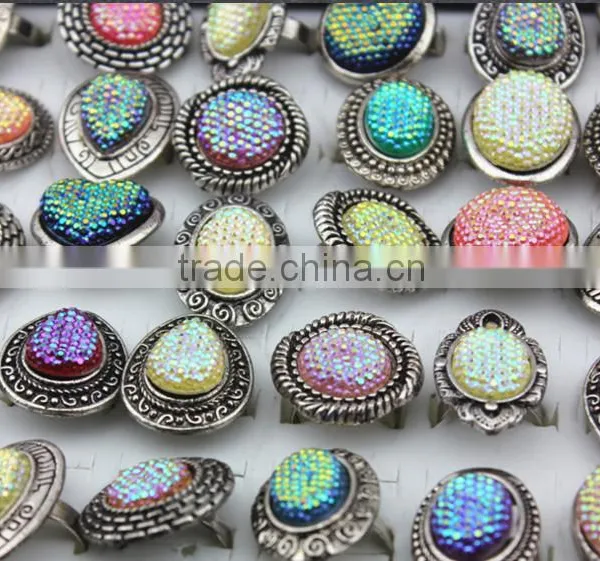 Wholesale Candy Color Alloy Resin Opening Rings photo-5