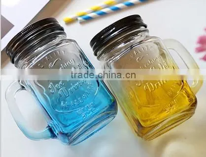 400ml Glass Bottle Mason Jars With Color Painted Wholesale With Caps and Straws photo-2