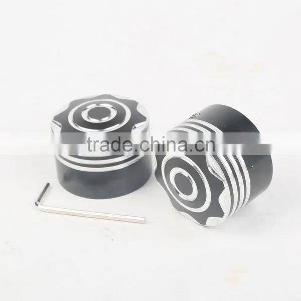 Black Front Axle Nut Covers For Dyna Softail Electra Glide Trike photo-2