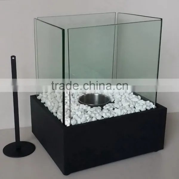 Decorative Square Table Top Iron Metal &glass Bio Ethanol Fireplace photo-2