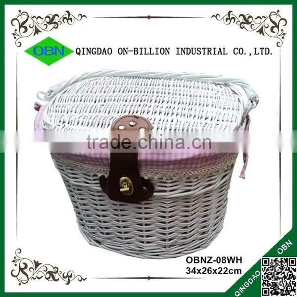 Vintage Removable Hand Woven Wicker Bike Basket With Lid photo-3