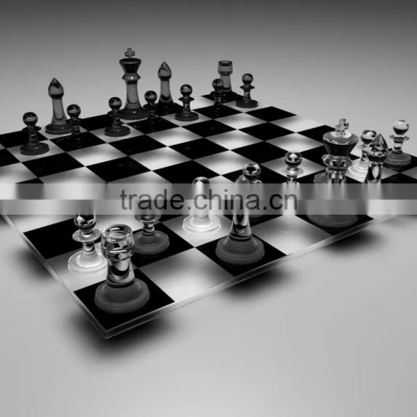JYCB-002Factory Wholesale Custom Acrylic Chess Board Set,clear Glass Chess Set photo-4