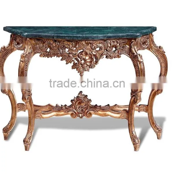Gold Leaf Antique Marble Console Table For Home Decor Art photo-6