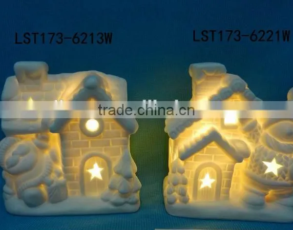 House Shaped Christmas Decoration Ceramic Christmas Light House photo-2