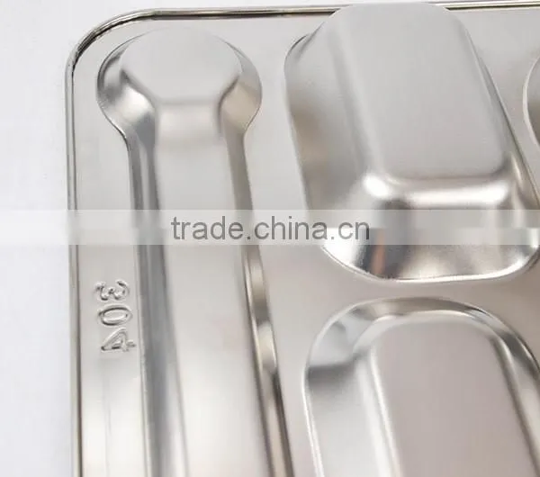 Stainless Steel Canteen Serving Tray /Dinner Fast Food Plate With 4 Compartments photo-6