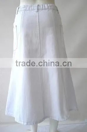 Wholesale Long Denim Skirts Casual White A-line Style Denim Jean Skirts Long photo-3