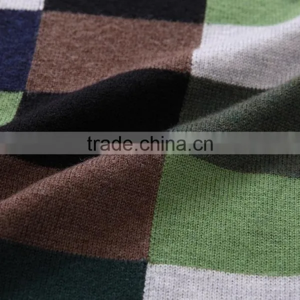 100% Fine Wool Men's Knitwear Cardigan With Check Pattern photo-6