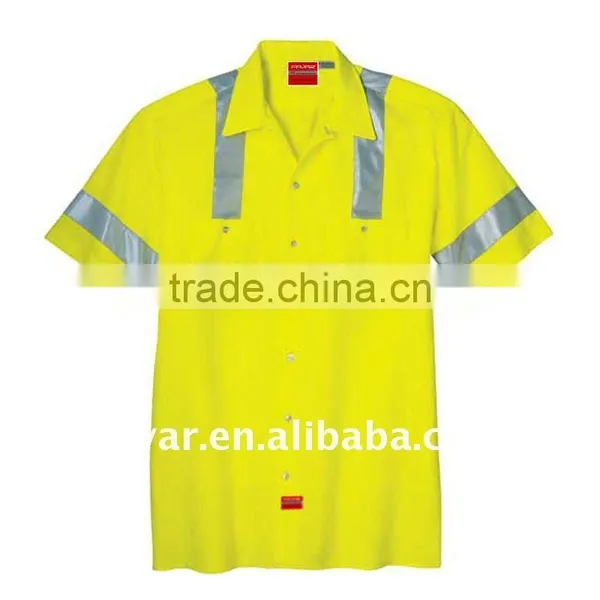 TC Men's High Visibility Mechanic Safety Shirts Fluo Orange Flame Resistant Work Shirts