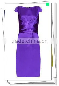 Elegant/graceful Bandage Dress/boat Neck Cap Sleeve Ankle Length Night Dress in Satin