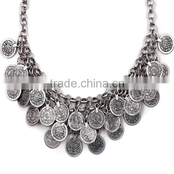 Classic Coin Pendant Silver Color Necklace Jewelry for Unisex Adults photo-4