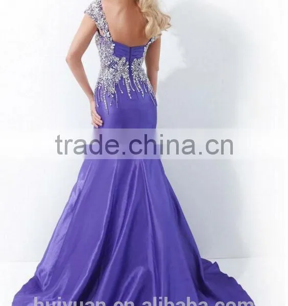 New Purple Backless off Shoulder Beaded Ball Gown Bridal Gown photo-2