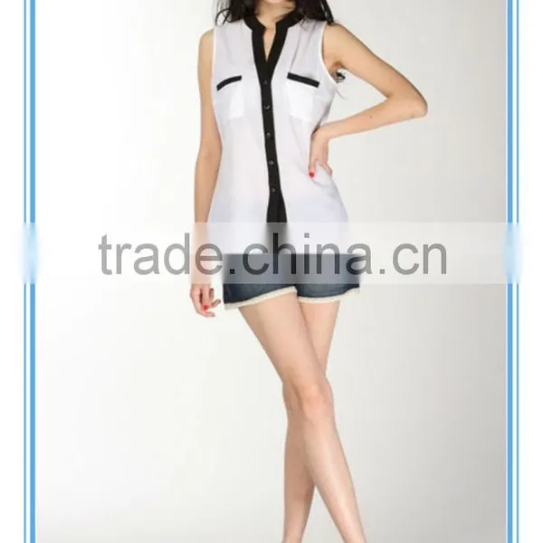2016 Wholesale Ladies Plain White Girls Fancy Top photo-2