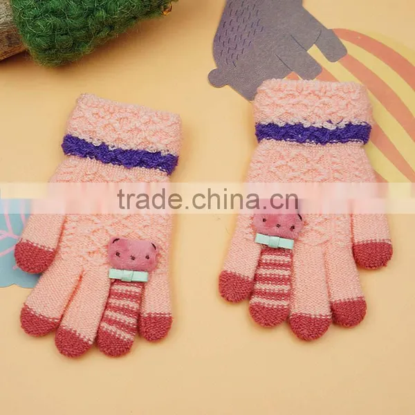 TC13026 New Design Funny Animal Pattern Winter Warm Kids Gloves High Quality Knitted Kids Gloves With Finger photo-3