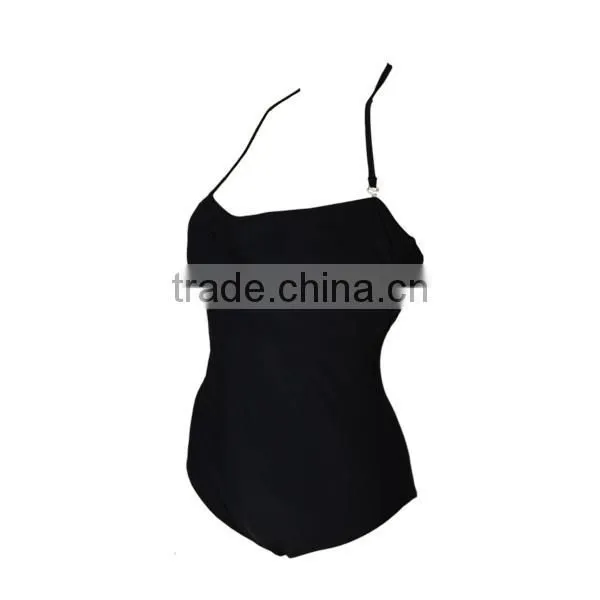 Simple Design Black One Piece Swimsuit Bating Suit photo-3