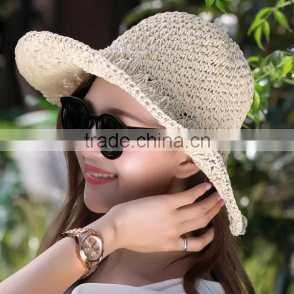 Zm40595b Summer Handmade Bearded Needle Folding Women Straw Sun Visor Hat photo-4