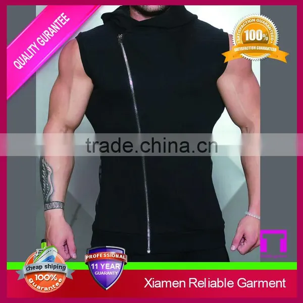 New Arrival Custom Sleeveless Muscle Hoodie With Thin Fleece Fabric for Jogging photo-4