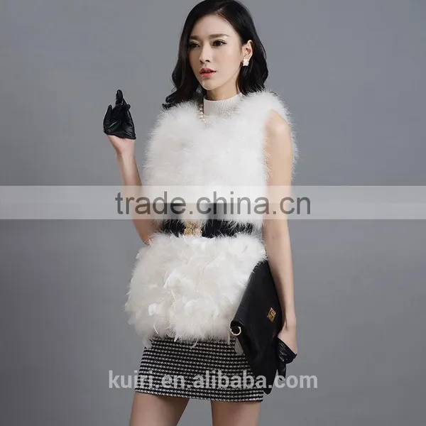 Hot Sale New 2017 Women Winter Encryption 100% Natural Ostrich Feathers Turkey Feather Fur Vest Vest Fur Coat Fur Coat photo-4