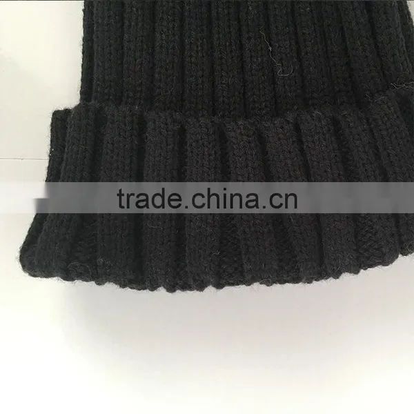 Myfur Hot Sale Black Winter Crochet Beanie Hat With Removable Fox Fur Bobble photo-5