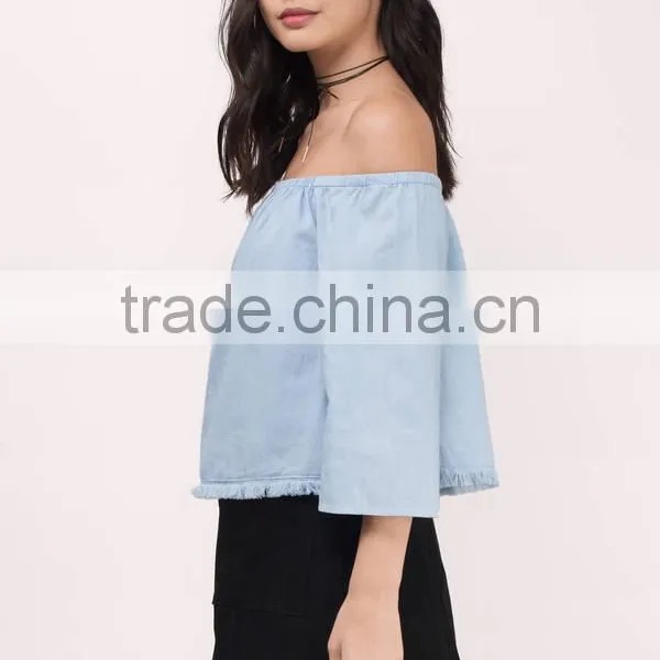 2017 Latest Fashion Design Lady Clothing Summer off Shoulder Women Top photo-3