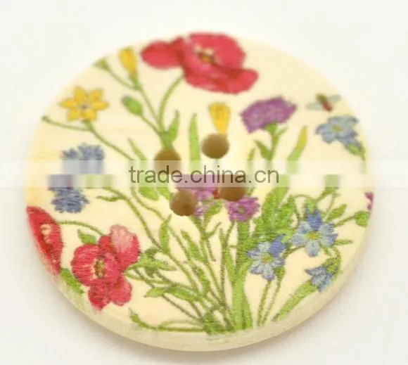 Bulk Sale Scrapbooking Flower 4 Holes Wood Painting Sewing Buttons photo-3