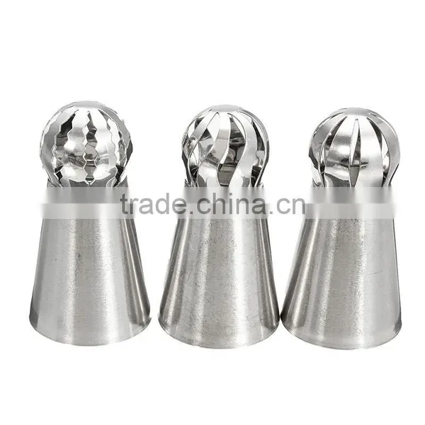 3PCS/LOT Stainless Steel Icing Piping Tips Nozzle Sphere Shape Russian Lcing Piping Nozzles Pastry Tips Decoration photo-3