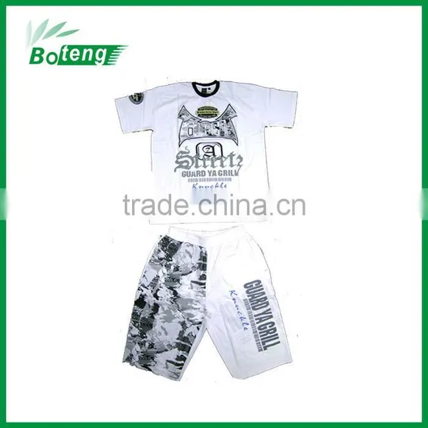 Printed & Embroidery t Shirt & Pants Set