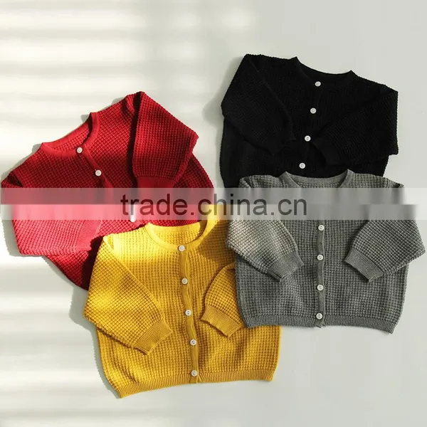 B22268A Hot Sale Baby Pure Color Cardigan Sweater Sweet Pineapple Grain Knit Sweaters photo-6