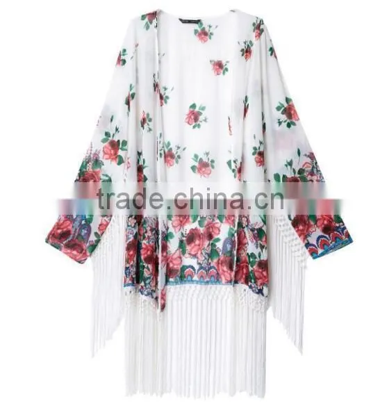Tassel Kimono Cardigan Tops Beach Summer Cloth photo-2