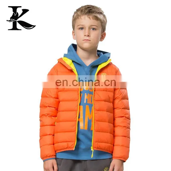 Kid Zip up Hood Jacket Orange Windbreaker Warm Outdoor Down Jacket photo-2