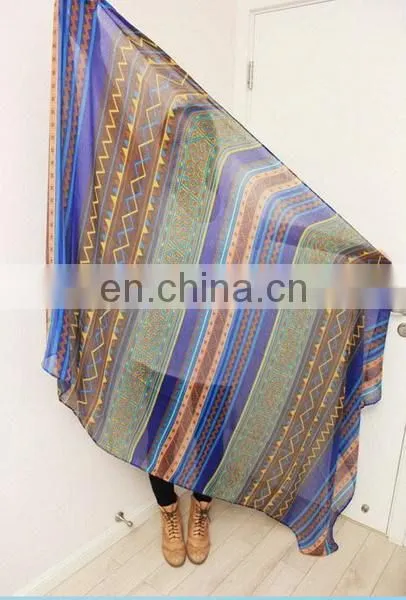 Blue Ttextured Geometric Ripple Gaze de Paris Simple Elegant Women Fashion Scarves photo-4