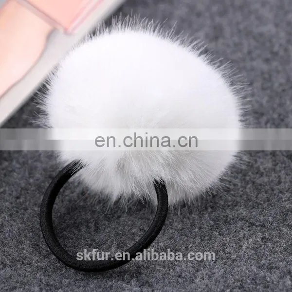 Factory Wholesale Elastic Hair Rubber Tie With Rabbit or Faux Fur Ball for Girls and Women photo-5