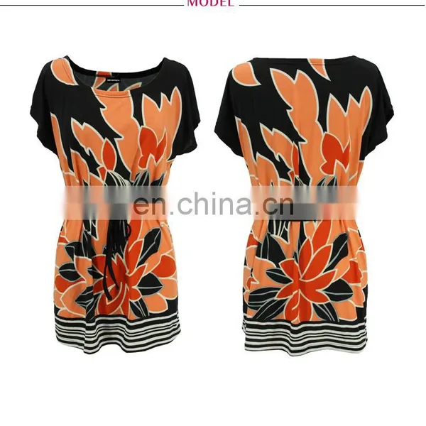 Glamorous Bouquet Print Tunic for Mature Lady photo-3