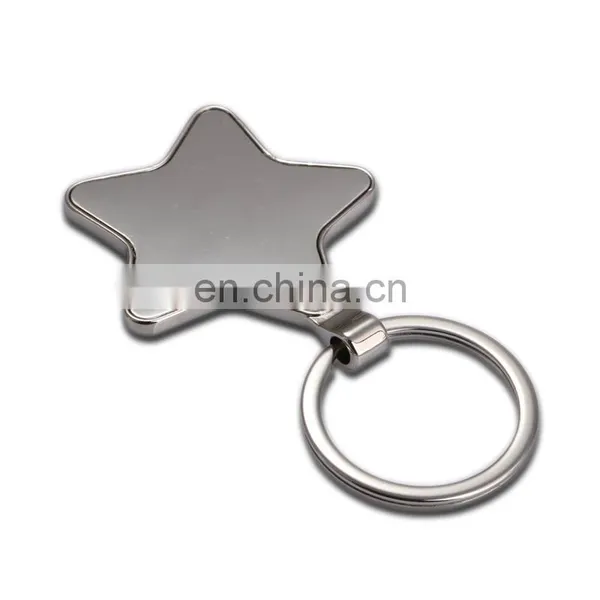 Promotional Custom Metal Silver Plated Five-point Star Shaped Keychain photo-2