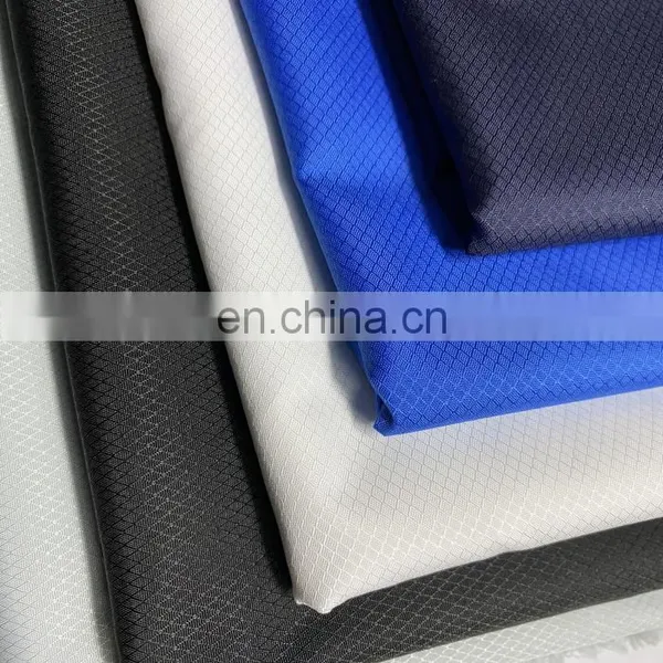 240T Pongee Fabric W/R Poly Diamond Ripstop With Milky PU Coated Polyester Windbreaker Jacket Fabric photo-4