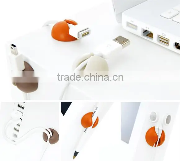 China Manufacturer Sale Cable Clamps Cute Cable Winder Earphone Silicone Cable Holder Clip photo-3