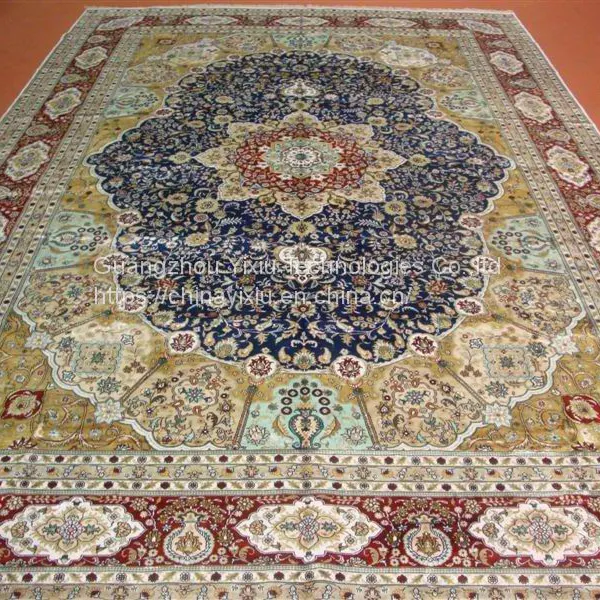 YAMEI Red Color Big Size Handmade Silk Persian Carpet for Sale Szie 9x12ft