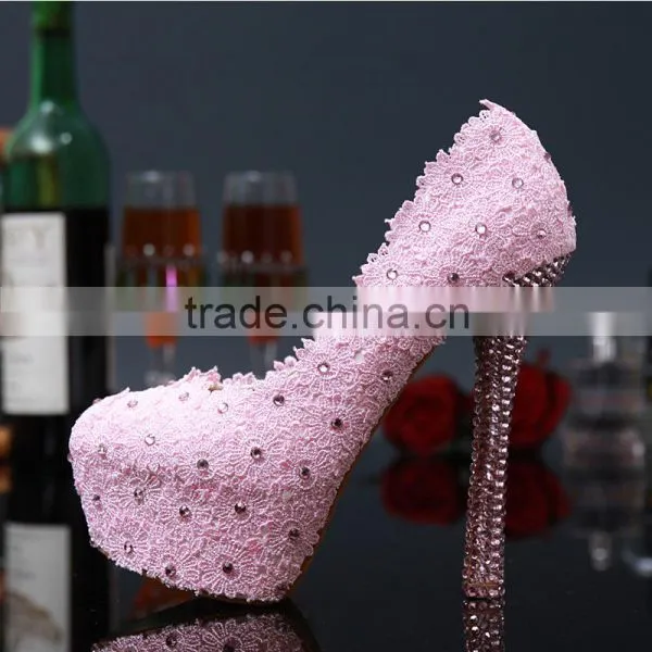 C71578A Lace up 12cm High Heels Women Bridal Wedding Shoes Women Prom Shoes photo-3