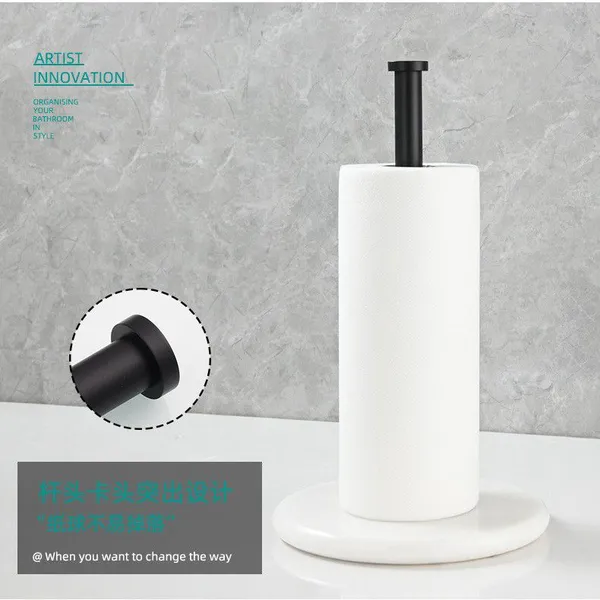 Nordic Kitchen Tissue Holder Brushed Gold Dining Table Vertical Roll Paper Holder Plastic Wrap Storage Hole-free Tissue Holder