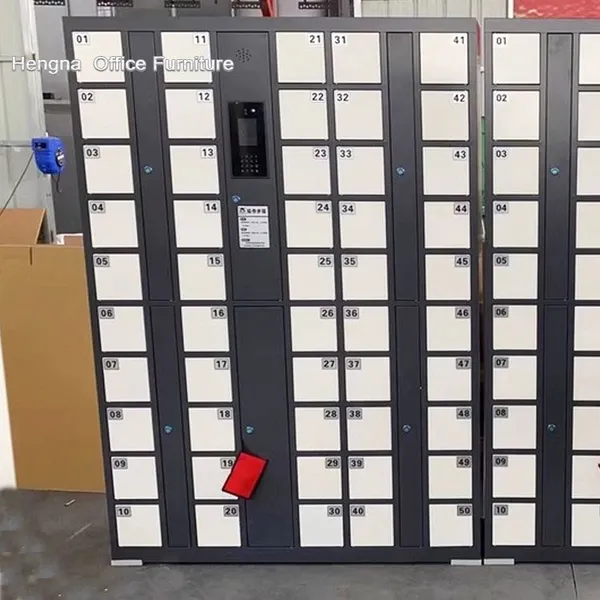 Modern Office Electronic Locker Cabinet Central Control System Multiple Sizes Customizable White/Gray Color Corporate Building Use photo-4