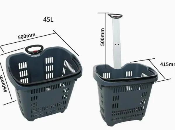 New Retail Supermarket Plastic Shopping Mini Trolley Basket photo-2