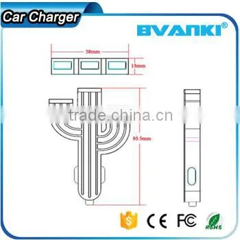 2016 New Electric Type and Mobile Phone Use Fast Charge Cheap Price 3 in 1 Car Charger Cactus Triple 3 USB Ports Usb Car Charger photo-5