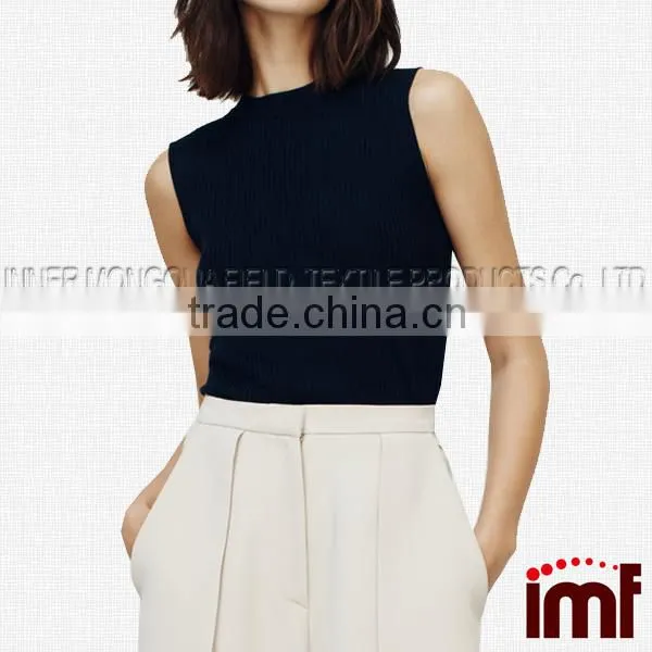Ribbed Cashmere Vest,Sleeveless Cashmere Sweater photo-2