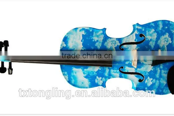 Blue Flower Decorative Solid Wood Violin TL-1204 photo-4