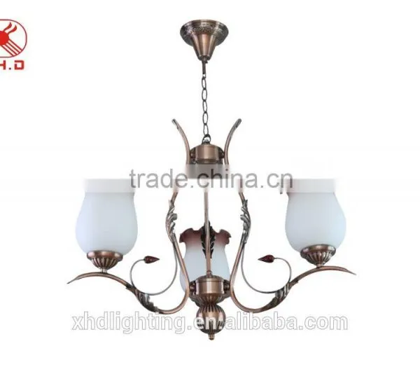 Retro Chandelier Pendant Light With Ivory Flower Glass Lamp Shade in Coozen Factory photo-3